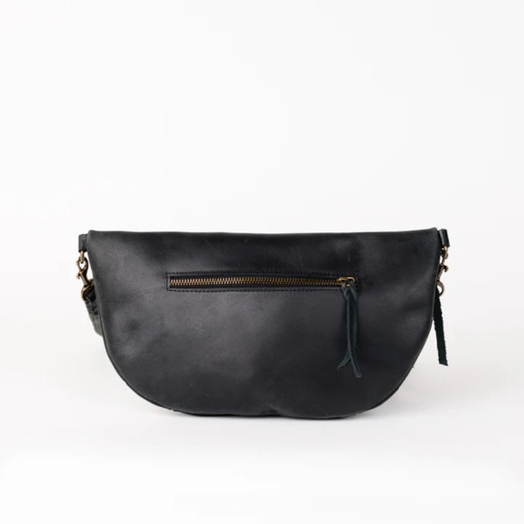 ABLE Berkeley Belt Bag Black Leather Adjustable Strap, Cross Body Fanny Pack - Picture 4 of 13